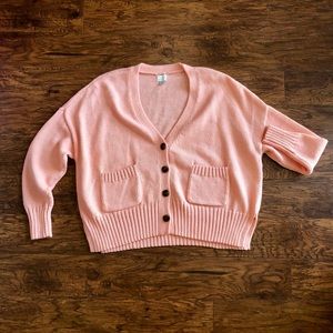 Pink Oversized Button Up Cardigan